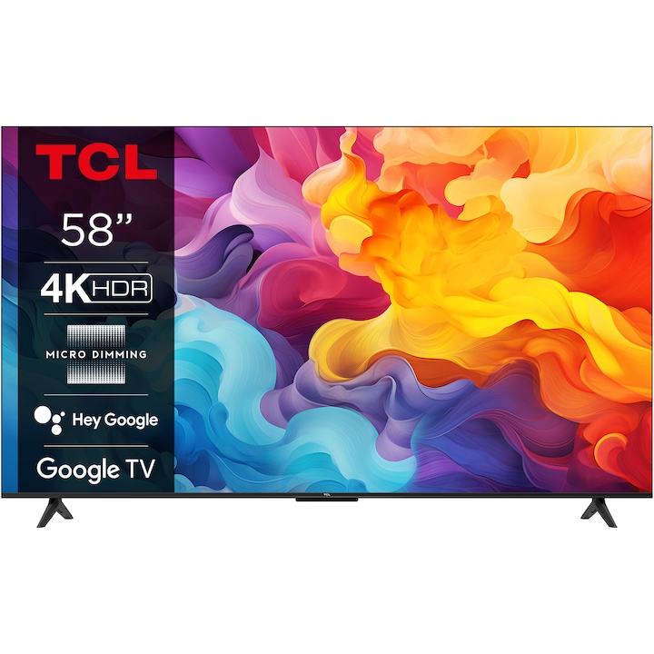 Televizor TCL LED 58P655, 146 cm, Smart Google TV, 4K Ultra HD, Clasa E (Model 2024)