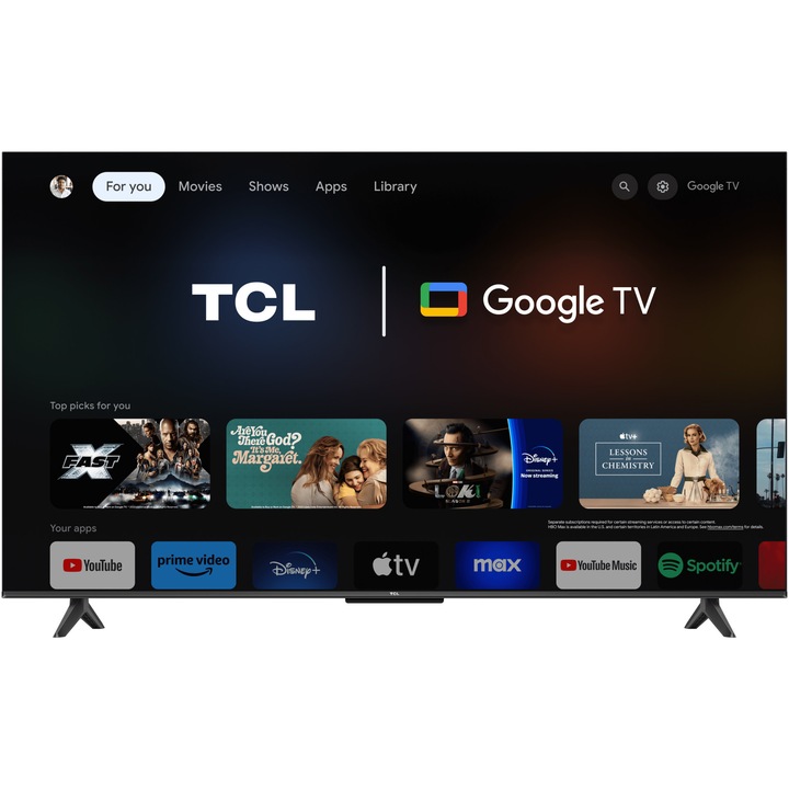 Televizor TCL LED 55P655, 139 cm, Smart Google TV, 4K Ultra HD, Clasa E (Model 2024)