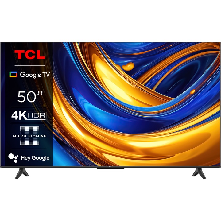 Televizor TCL LED 50P655, 126 cm, Smart Google TV, 4K Ultra HD, Clasa F (Model 2024)
