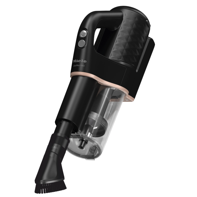 Aspirator vertical Miele Duoflex HX1 Total Care 12377850, 2 in 1, 210 W, 0,3 l, autonomie 55 min, filtru Hygiene, tehnologie Vortex, perie electrica MultiFloor, negru