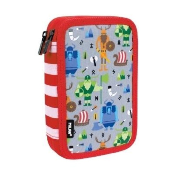 Оборудвана химикалка, MILAN Vikings, 2 нива, етнически сив, 19,5x13x5 см