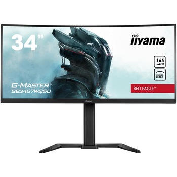 Monitor gaming LED VA iiyama G-Master GB3467WQSU-B5 34" UWQHD, HDMI, Display Port, 165Hz, AMD FreeSync Premium technology, RED EAGLE CURVED , HAS (150mm), Vesa, Negru