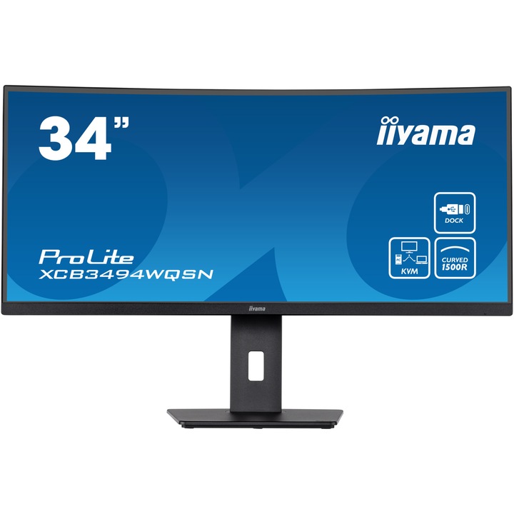 34''/86,4cm (3440x1440) iiyama XCB3494WQSN 0,4ms HDMI DisplayPort USB 3.0 Height Adj. Stand Speaker Black (XCB3494WQSN-B5) - Monitor