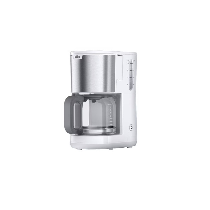 Cafetiera Braun PurShine KF1500WH, 1000 W, 10 cesti, sistem OptiBrew, oprire automata, Alb