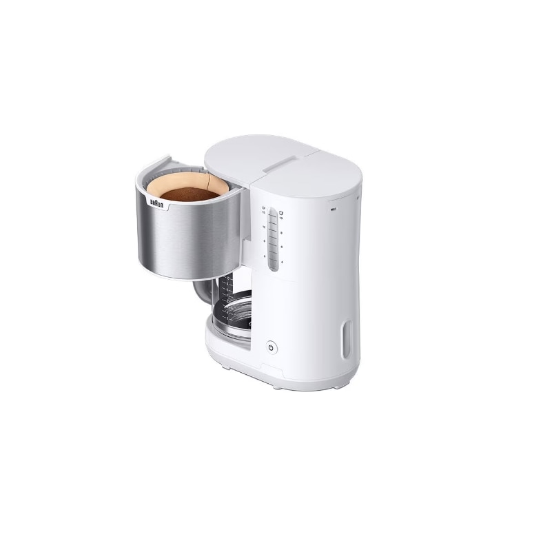 Cafetiera Braun PurShine KF1500WH, 1000 W, 10 cesti, sistem OptiBrew, oprire automata, Alb