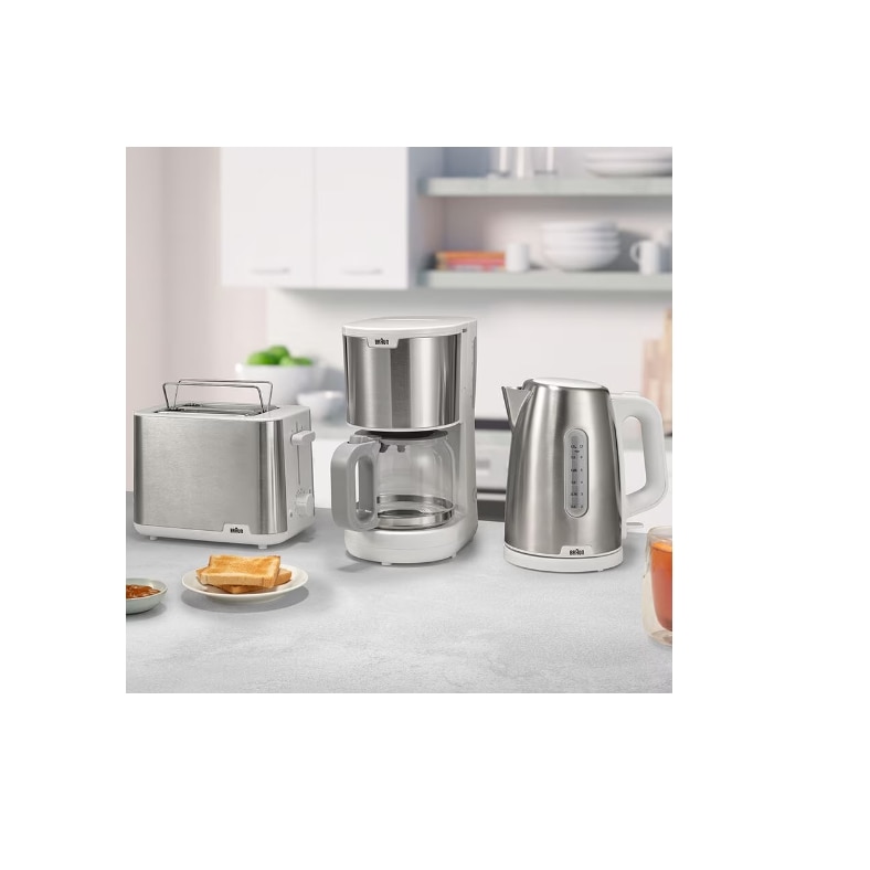 Cafetiera Braun PurShine KF1500WH, 1000 W, 10 cesti, sistem OptiBrew, oprire automata, Alb