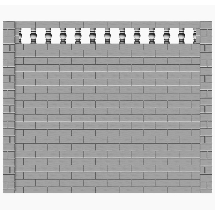 Set matrita gard, panou intreg, 6 matrite + 2 stalpi, model Caramida M19, plastic ABS, negru