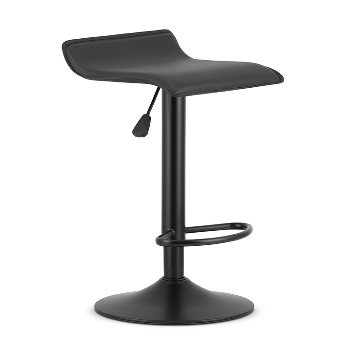 Bárszék, Ökológiai bőr, Kárpitozott, Forgatható, 84 cm, Fekete