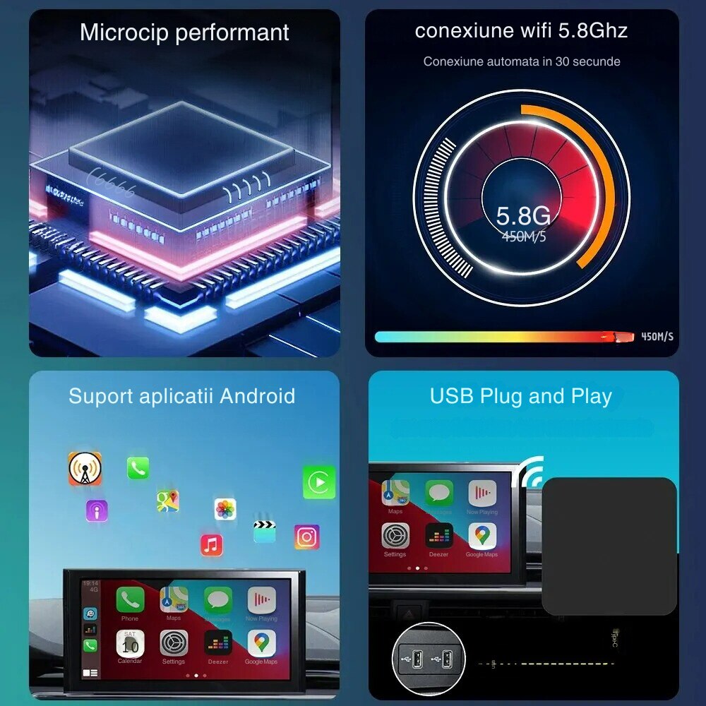 Adaptor Android Auto Wireless, wifi 5GHz, Plug and Play, VD Very Dream ...