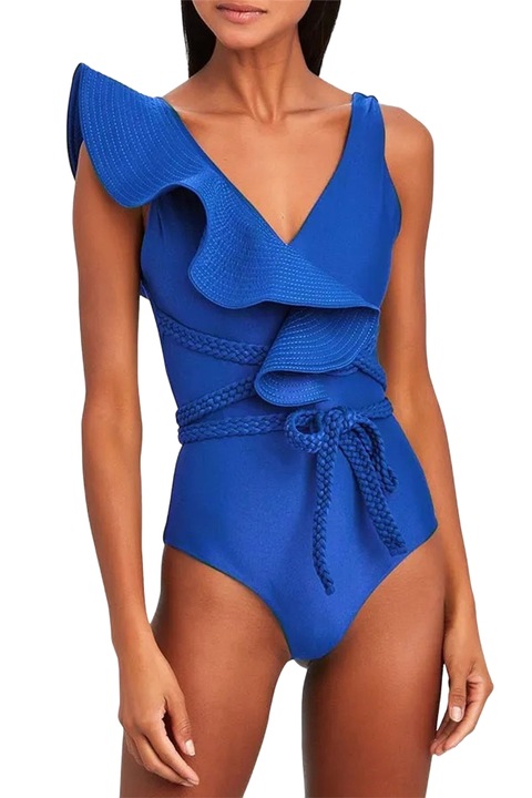 5195Цял, с шнур и волан, елегантен черен, размер L, Син