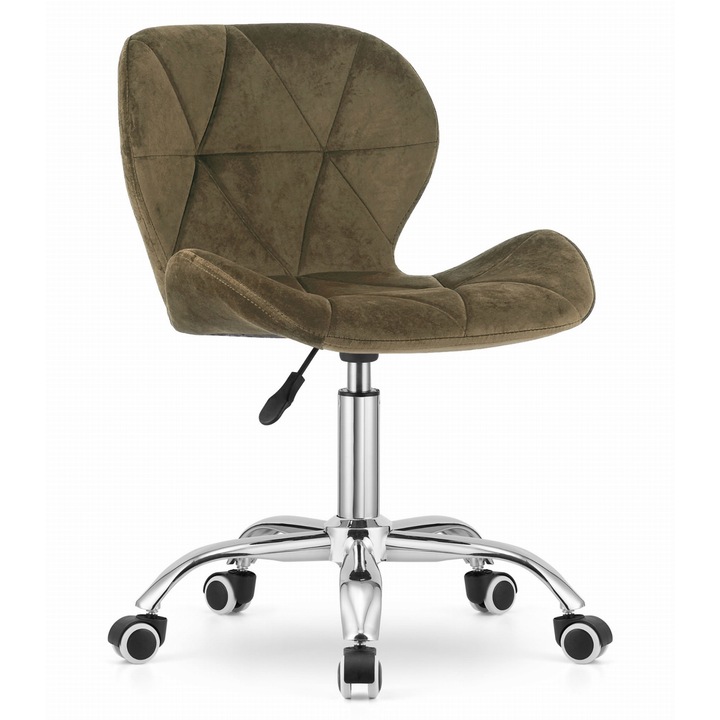 AVOLA forgószék, fém/bársony, 55 cm, barna/ezüst