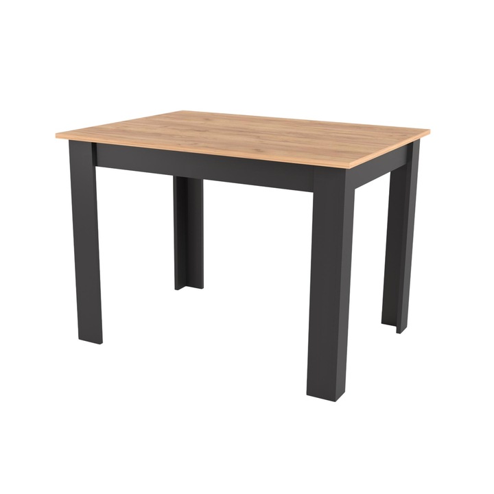Masa dreptunghiulara moderna, 120 x 80cm, PAL/PVC, Maro/Negru