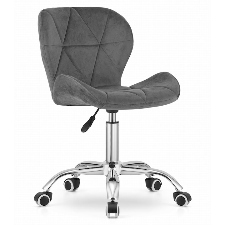 Scaun birou, Catifea, Tapitat, 86.5 cm, Gri