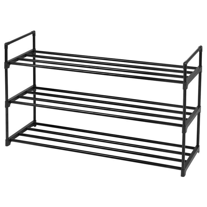 Dulap incaltaminte, Polipropilena, 3 rafturi, Negru