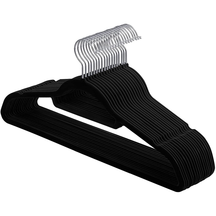 Set 50 umerase velur, negru, 45x0.6x23.5cm