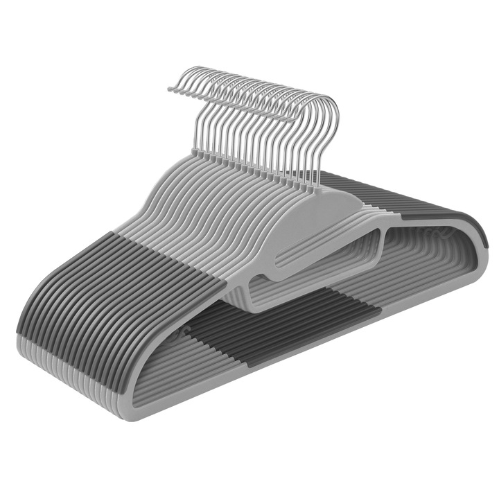 Set 20 Umerase, ABS si Velur, Gri, 41.5x0.5x22.5cm