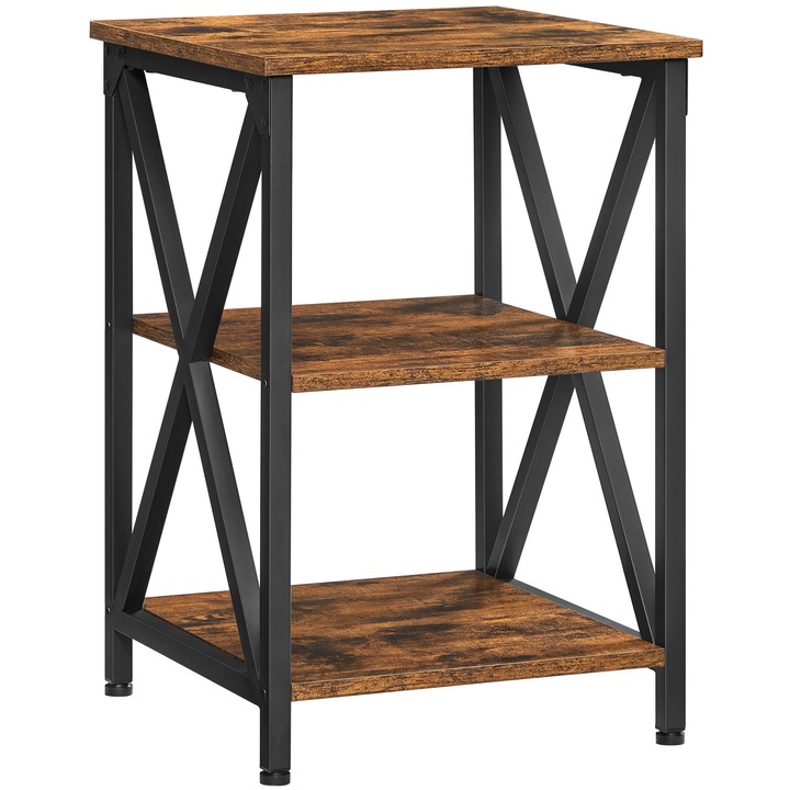 Masuta multifunctionala, Rustic, 40x40x60cm, Maro/Negru