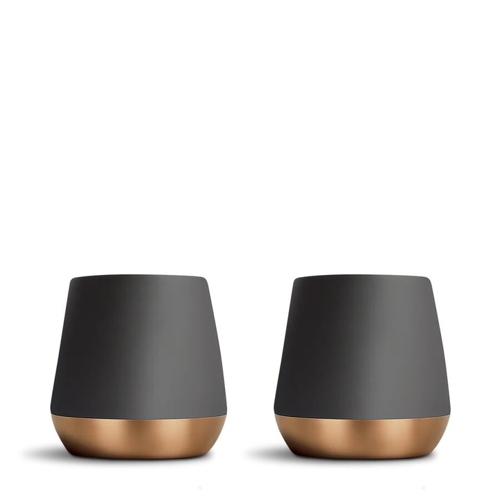 Set 2 Pahare Shot Fellow Junior Demitasse, cu pereti dubli, ceramica si cupru, negru