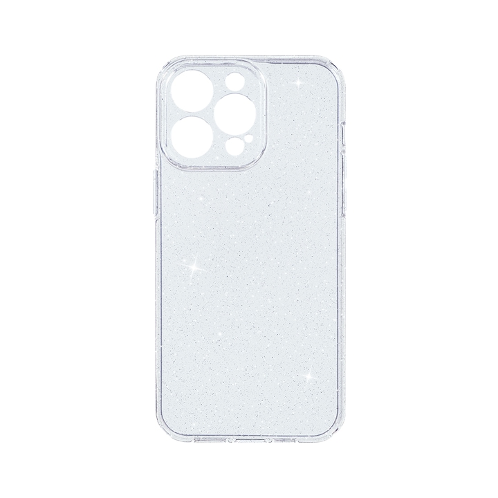 Силиконов калъф BestCase за Apple iPhone 15 Pro Max, Camera Protection, Crystal Glitter Silver