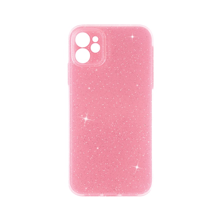Силиконов калъф BestCase за Apple iPhone 11, Microfiber, Camera Protection, Crystal Glitter Pink