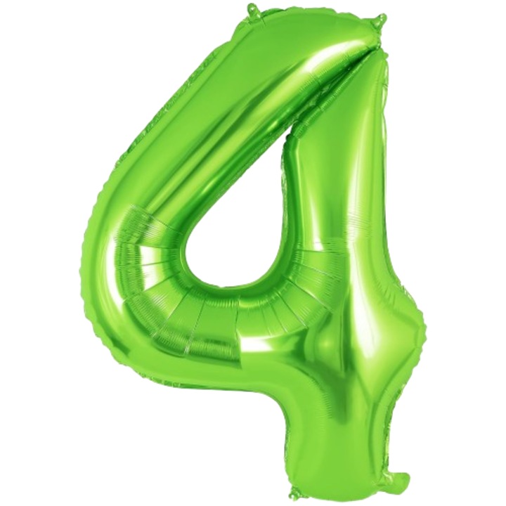 Fém fólia lufi, 4-es számú, Születésnapi parti dekoráció, 100 cm, Zöld