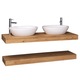 Suport pentru lavoare duble din stejar cu set de fixare in perete, culoare natural P089, uleiat, 100% lemn masiv