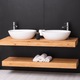 Suport pentru lavoare duble din stejar cu set de fixare in perete, culoare natural P089, uleiat, 100% lemn masiv