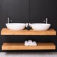 Suport pentru lavoare duble din stejar cu set de fixare in perete, culoare natural P089, uleiat, 100% lemn masiv
