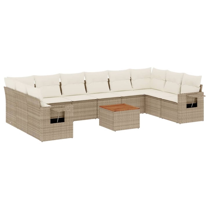 vidaXL 11 részes bézs polyrattan kerti ülőgarnitúra párnákkal 51.18 kg 3224735