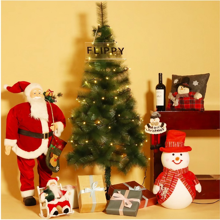 Instalatie de Craciun, Danex, Tip Liniara, 9 m, 100 LED-uri, Interconectabila, Alb Cald, Fir Verde