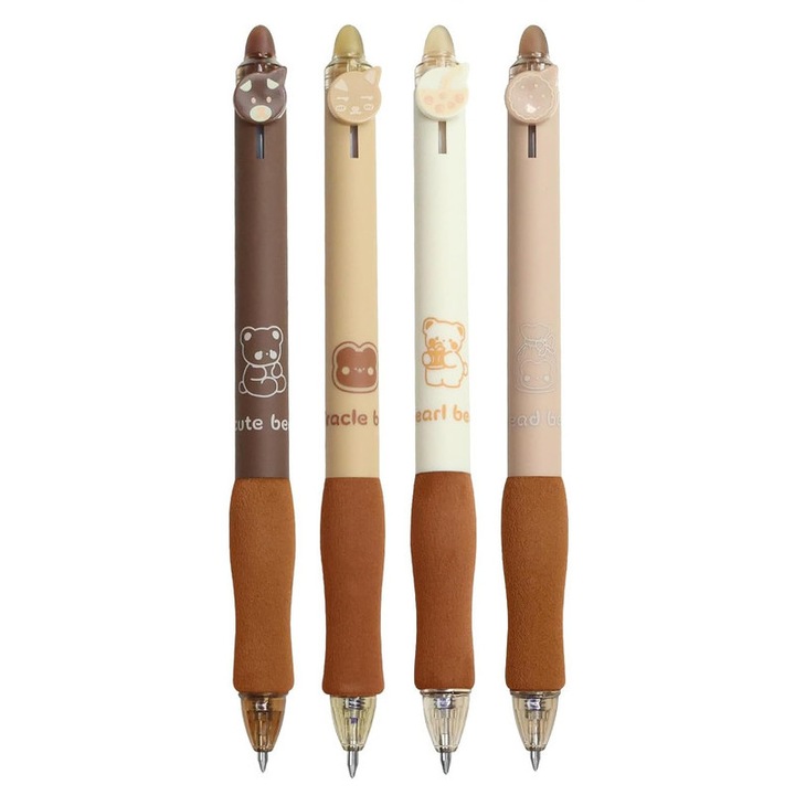 Set 4 pix scrie-sterge, JENOUS®, Modele de animale, Cu radiera, Cu cerneala albastra, Grosime de scriere 0.5 mm