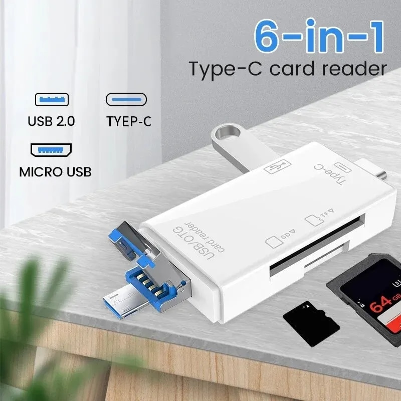 Cititor de Carduri USB, USB Tip-C 3.1, Micro USB, Card SD, MicroSD/TF ...