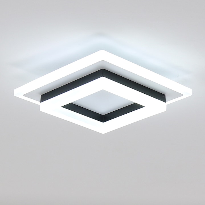 Plafoniera Led, Toolight, 24w, Lumina Rece 6000K, 20cm, Acrilic PaTrat, Pentru Sufragerie, Dormitor, BucaTaRie, Hol