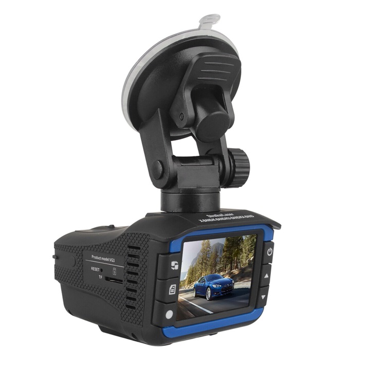 Видеорегистратор за кола 2 in 1 Full HD, С вграден радар детектор, 140 градуса широк зрителен ъгъл, усъвършенствана G-сензорна технология и интерфейс на LCD екрана