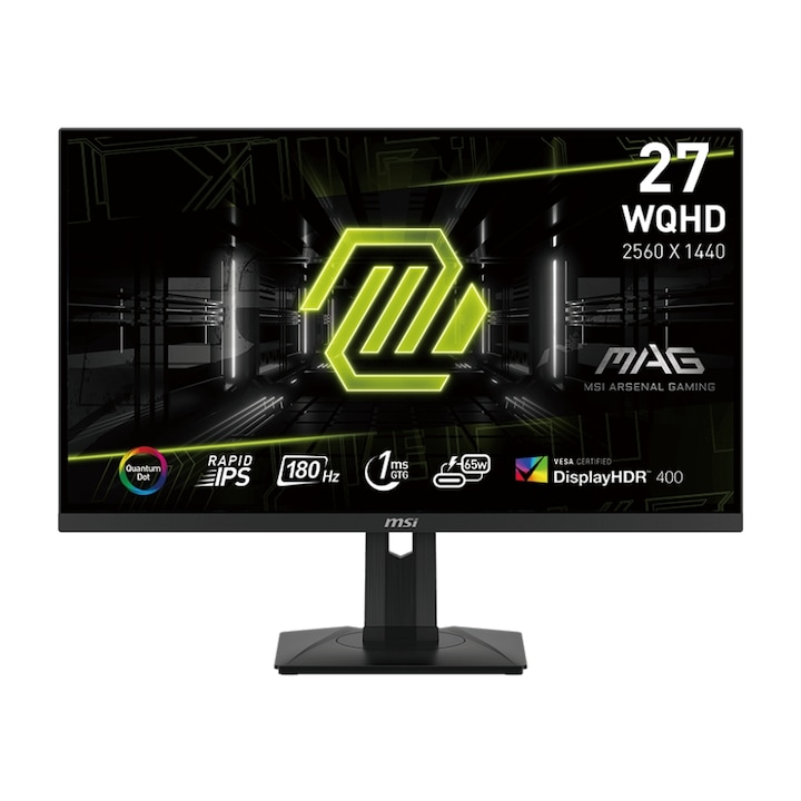 Монитор Gaming MSI MAG 274QRF QD E2, 27" WQHD, IPS, 1ms, 180Hz, DisplayPort, Черен