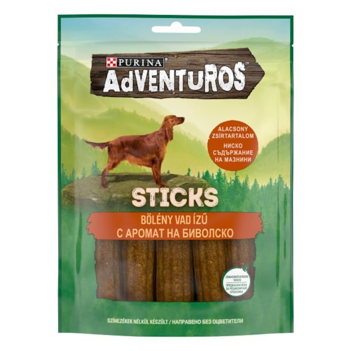 Лакомство за кучета, PURINA Adventuros, Sticks, в зряла възраст, Биволско, 120g