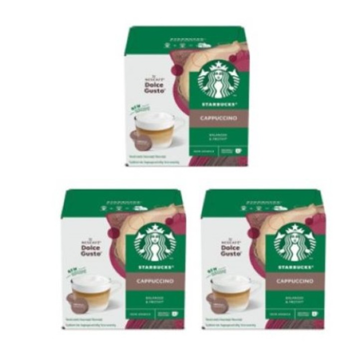 Комплект 3 х Капсули кафе Starbucks Cappuccino, 36 капсули/18 напитки, 396 гр