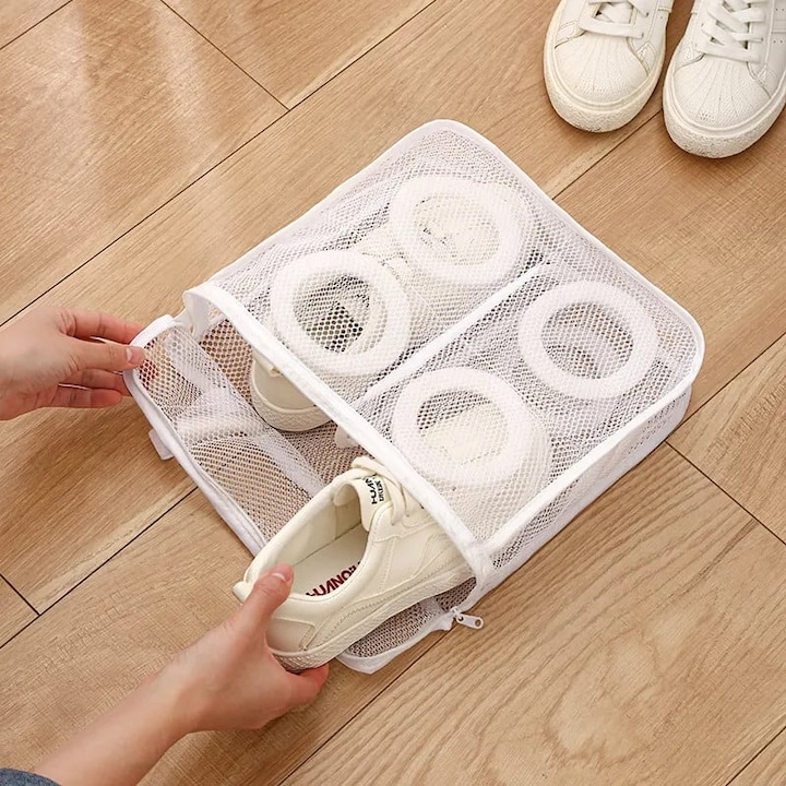 Saculet QuTek® pentru spalarea si uscarea pantofilor si a rufelor ce necesita o protectie ridicata, Alb, 30 x 36 cm