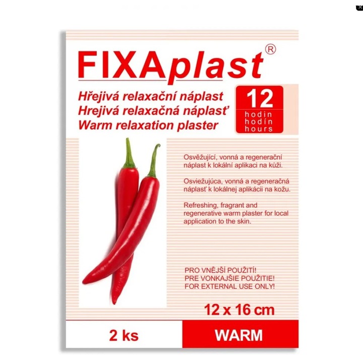 Plasturi, FIXA plast, cu ardei iute, pentru problemele musculare si reumatice ale adultilor, 2 bucati