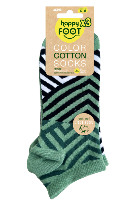 Комплект дамски чорапи с къс конч Agiva Happy Foottopia, Памук, Зелен микс, 3бр, 35-38