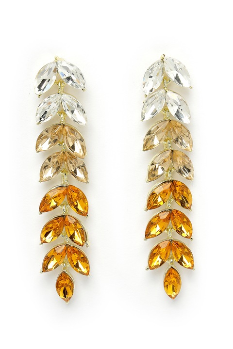 AVANT-GARDE PARIS, Cercei drop cu tija si cristale, Galben, Portocaliu