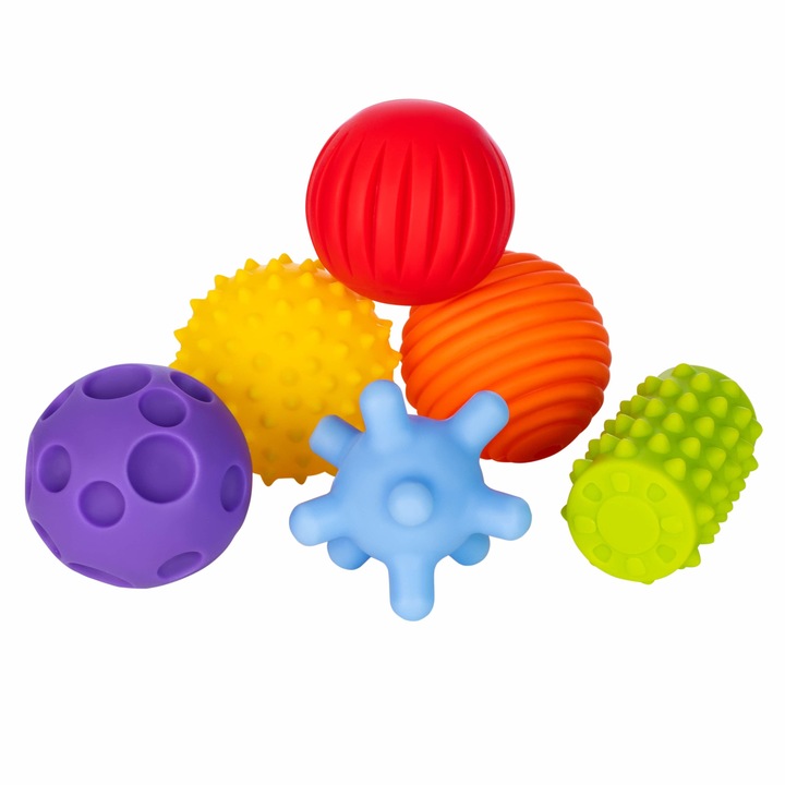 Jucarie senzoriala, mini, Fancy Baby, pentru bebelusi, set 6 bucati