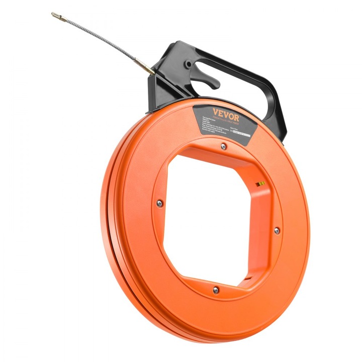 Cablu Extractor, Lungime 30 m, Diametru 4.5 mm, Din Fibra de Sticla, cu Carcasa si Maner, Portocaliu