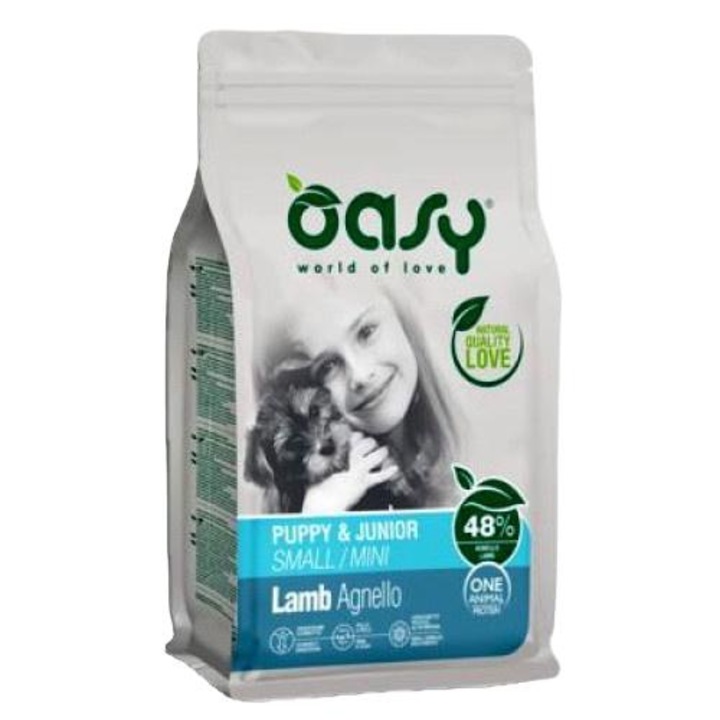 Hrana uscata pentru caini, Oasy, Junior, Talie mica, Aroma miel, 2.5kg