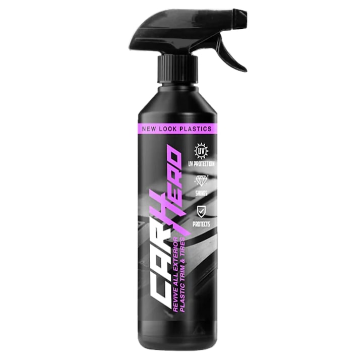 Solutie de Regenerat Plastic si Cauciuc, New Look Plastic, Car Hero, Dressing pentru suprafete Matuite, Detailing Auto, 500ml