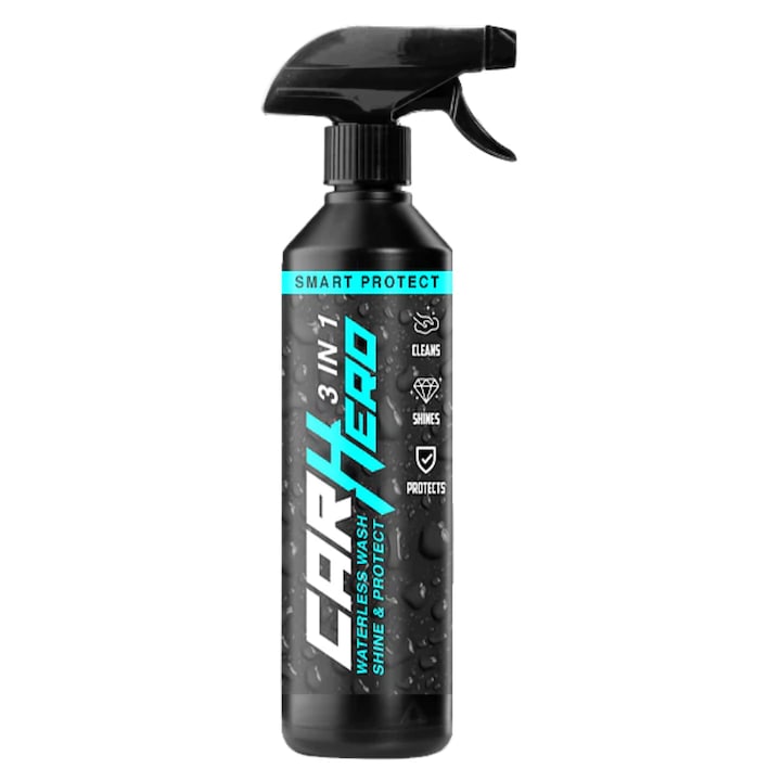 Solutie de Curatare fara Apa, cu Efect de Ceruire, Smart Protect V2.0, Formula noua, Car Hero, Detailing Auto, 500ml