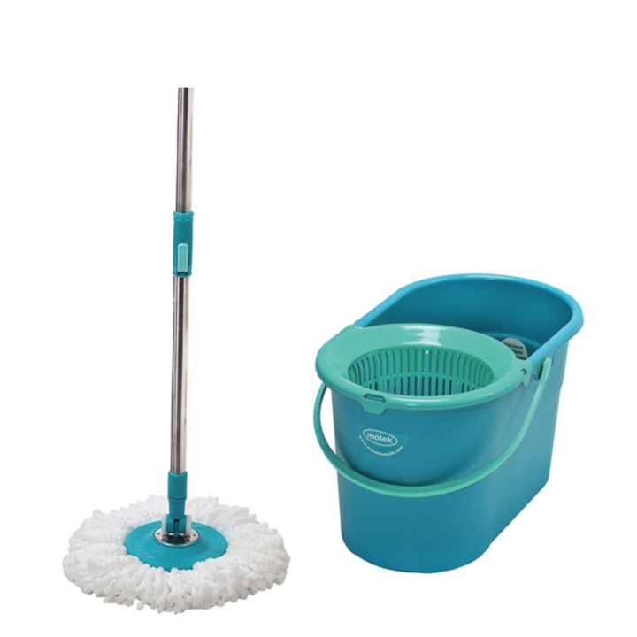Mop cu Galeata Motek™ Premium cu Scurgere prin Rotatie si Mop 360 grade, Microfibra 100%