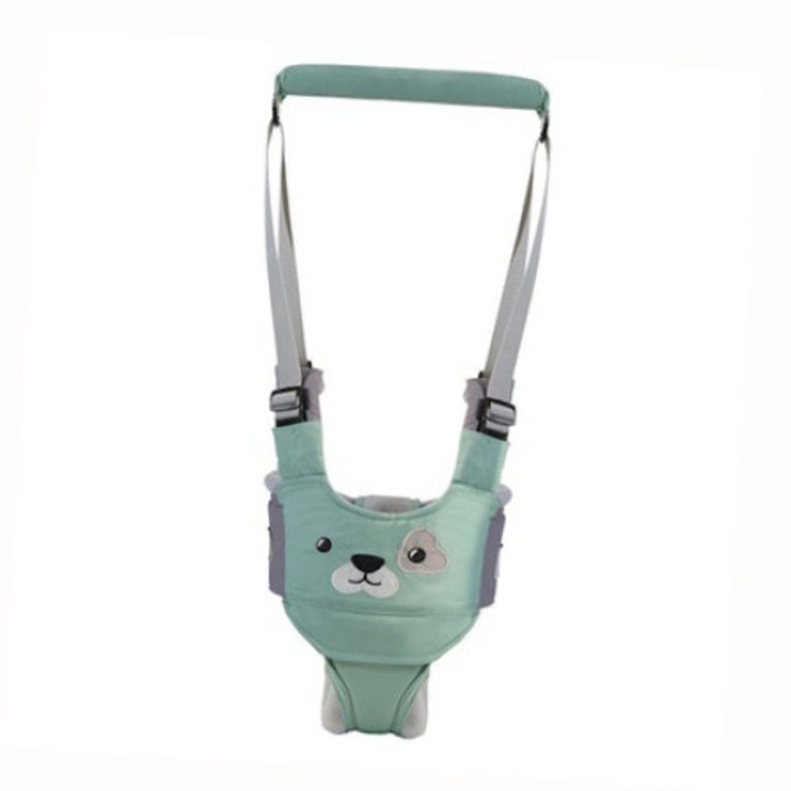 Ham premergator bebe, Asistare Mers in Siguranta Walker, respirabil, Bumbac, Ergonomic, model urs verde