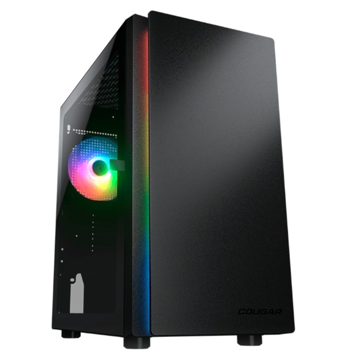 Carcasa Cougar Purity RGB, iluminare ARGB, Mini Tower, fara sursa, mATX, mITX Negru