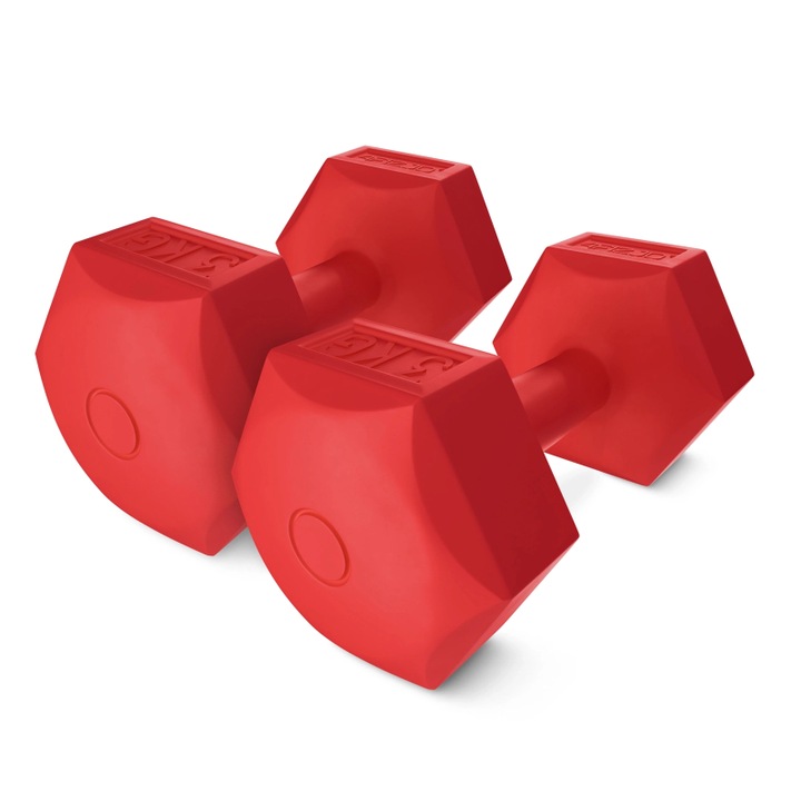 2 db-os súlykészlet erő- és fitnesz edzéshez, 4FIZJO, az izmok erősítéséhez, 2 x 3 kg, PVC, Piros